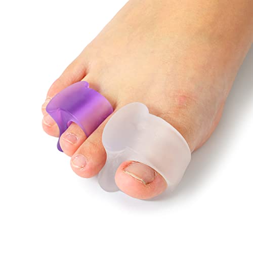Toe Separators for Overlapping Toes, 12Pieces Silicone Toe Corrector for Women, Men, Reusable Gel Big Toe Spacer for Toe Alignment Spreader, Bunion Dividers, Purple