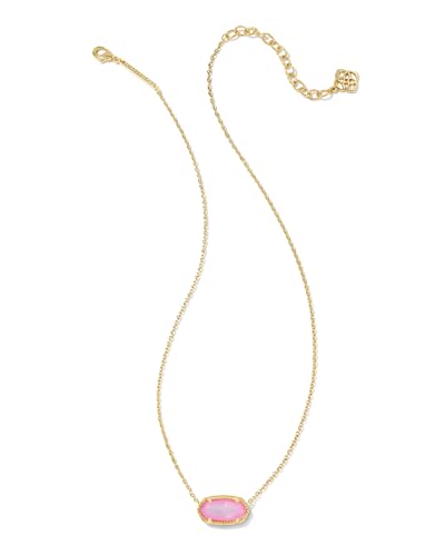 Image of Kendra Scott Elisa Pendant Necklace for Women, Fashion Jewelry, Gold-Plated Brass, Blush Mother of Pearl