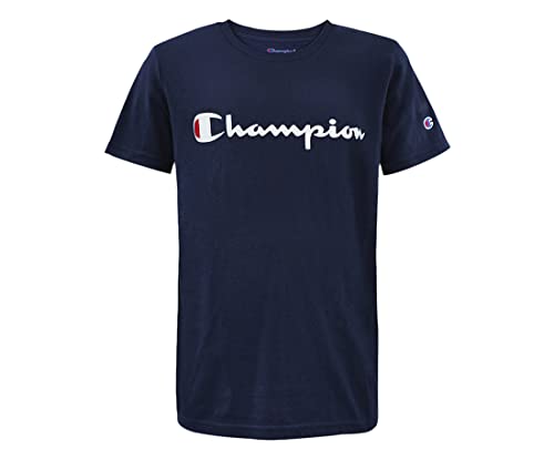 Champion Boys Heritage Short Sleeve Cotton Logo Tee Kids (Heritage Navy, Small)