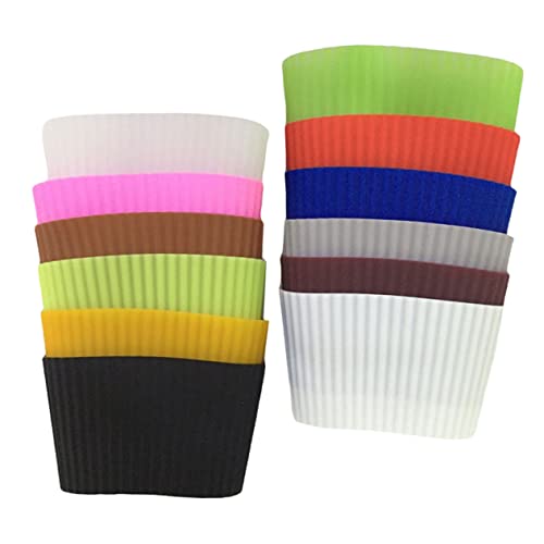 Veemoon 12 piezas Funda de Silicona para Tazas y Botellas de Antideslizante y Flexible para Cocinas y Restaurantes Protección para Bebidas Calientes y Frías Colores Color Color Aleatorio