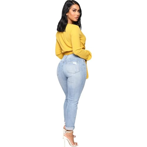 Jeans Pants Trousers Denim Is A Trendy and Versatile Slim Fit High Waisted Washed and Distressed Tight Elastic Jeans3