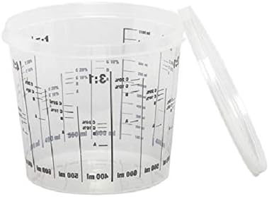 GRADUATED CUP WITH PLASTIC LID FOR PROFESSIONAL USE STORAGE OF BODY LIQUID PAINTS (10 Cups + 10 Lids 1.4 Litres) image 2