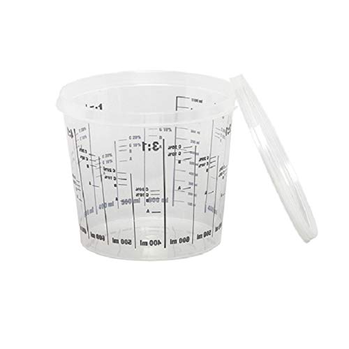 Tapa para taza graduada de plástico para uso profesional, conservación, pinturas, líquidos, carrocería, 200 tapas de 2,3 l