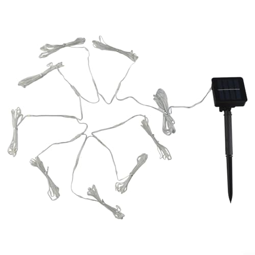 NiuLumea Guirlande lumineuse solaire à 8 baleines, 104 LED étanches avec 8 modes, fil de cuivre IP67, décoration de jardin, plage, fête de mariage (blanc chaud)