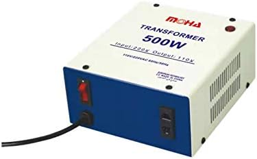 Moha 500VA (350 Watts maximum) Universal 3 Pin Three UK With Safety Fuse Included Plug Transformer 220V To 110V Step Down Power Converter Voltage Output Voltage Is 110V