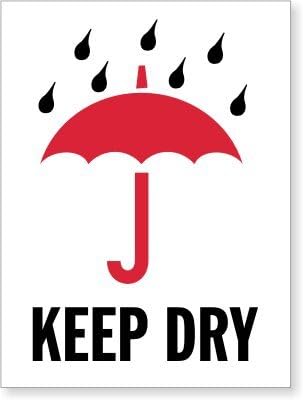 Keep Dry (with umbrella), Paper Labels, 500 Labels / Roll, 6" x 4"