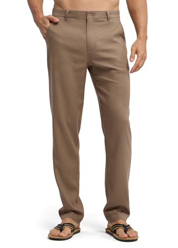 Image of Willit Men's Linen Pants Casual Linen Dress Pants Beach Summer Lightweight Trousers 28 inch 30 inch 32 inch