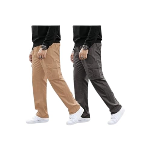 Image of GRECIILOOKS Men's Cargo Pants | 6 Pocket Cotton Cargo Joggers for Men | Loose Fit Stylish Pant with Pockets | Casual Baggy Trousers & Streetwear Lower