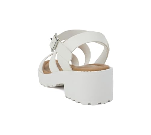 Soda ACCOUNT-2 ~ Little Kids/Children/Girls Open Toe Two Bands Lug sole Fashion Block Heel Sandals with Adjustable Ankle Strap3