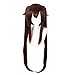 JSQUK Cos Wig Hutao Cosplay Femmes 110cm Longue Perruque Brown Perruque Cosplay Anime Cosplay Perruques Résistant à la Chaleur Résistant à la Chaleur Perruques synthétique