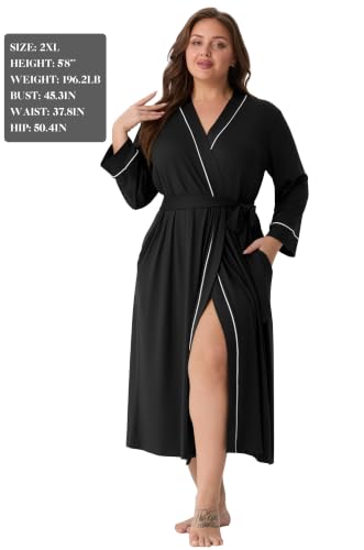 Image of PrinStory Womens Robe Long Knit Bathrobe Lightweight Soft Robes Ladies Bath Robe