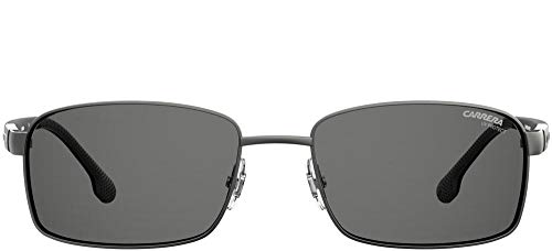 Carrera Men's 8037/S Rectangular Sunglasses, Silver/Gray, 58mm, 18mm2