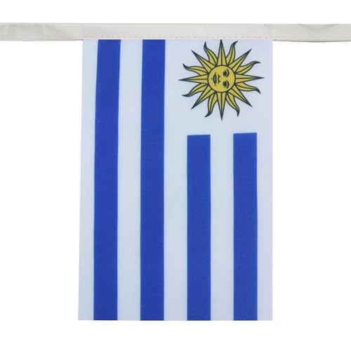 Image of AZ FLAG Uruguay 6 meters BUNTING Flag 20 flags 9'' x 6'' - Uruguayan STRING flags 15 x 21 cm