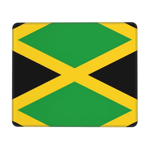 ASFgda Tapis de souris imprimé drapeau de la Jamaïque avec bords cousus, tapis de souris confortable avec base en caoutchouc antidérapant pour ordinateur/café/maison/bureau