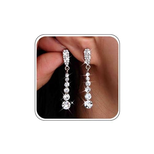 Atentuyi Pendientes Diamantes Imitación Boda Pendientes Oro Largo Cz Lágrima Pendientes Cristal Novia Pendientes Diamantes Largo Cuelgan Pendientes Gota Joyería Para Las Mujeres Y Las Niñas