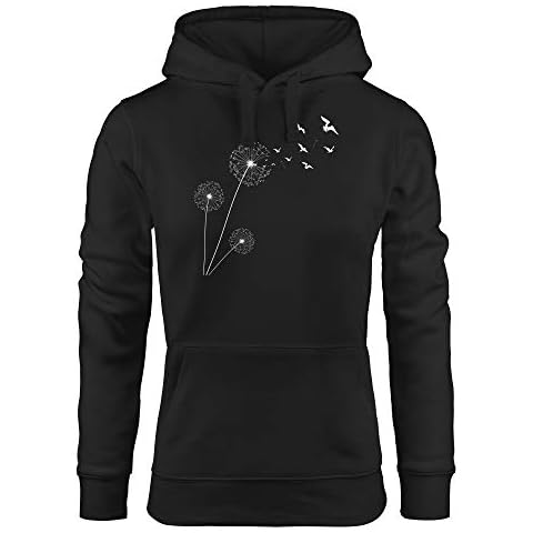 Neverless® Hoodie Damen Pusteblume Vögel Dandelion Birds Kapuzen-Pullover Kapuzenpulli schwarz L Cover