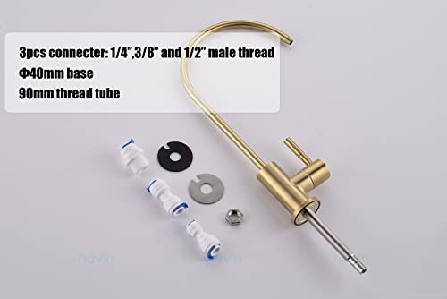 Havin Drinking Water Faucet, Stainless Steel Material, Water Filter Faucet For Non Air Gap, Reverse Osmosis Faucet,Ro Faucet, Beverage Faucet, Brushed Gold Color #TOP5