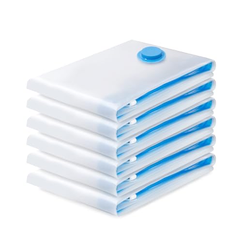 Sac de Rangement Sous Vide 6PCS,Sac sous vide Vetement Aspirateur,Compression Housse Aspirable Rangement Réutilisable pour Literie, Vêtements, Couettes,...