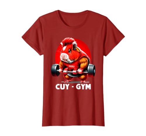 cuy-Gym -Peruvian cuy Gym Design t-Shirt T-Shirt, Women, Cranberry Red, Small