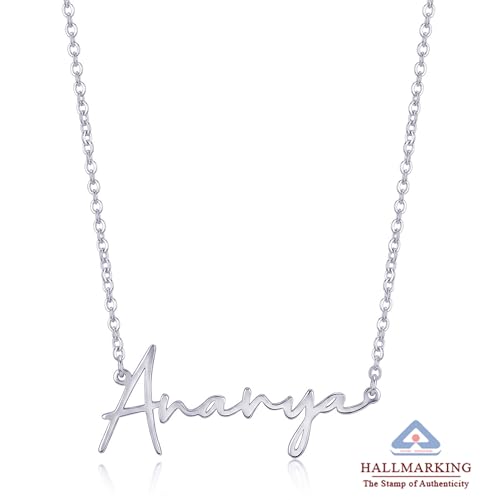 Image of TRUESILVER ACPL Personalized 925 Sterling Silver Name Necklace for Women & Girls | Customized Name Pendant Necklace | Custom Jewelry Gift for Birthday Anniversary Wedding