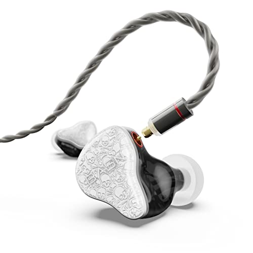 Image of BASN Bmaster5 In Ear Monitors, 1DLC Diaphragm+4BA 5 Drivers IEM Earphones with Silver-plated OFC Cable, Noise Isolation Wired Earbuds for Musicians (Glacier White)