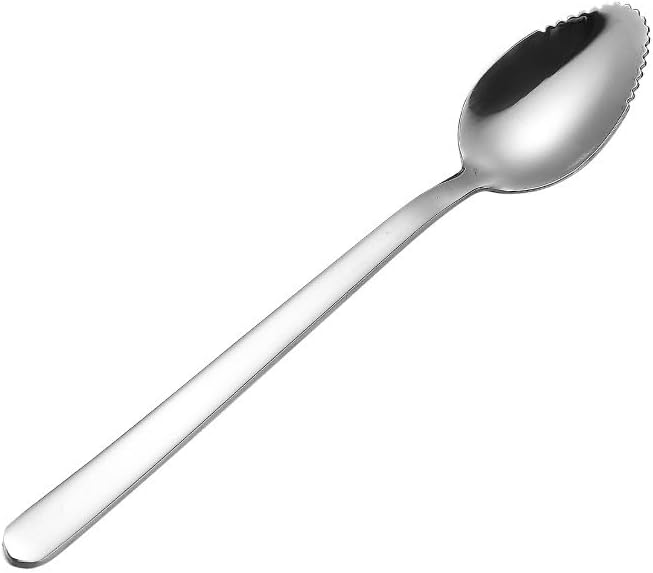 Silverware Flatware Cutlery Set, 1/4/6/8/10/12 Pieces 304 Stainless Steel Fruit Scraper Fruit Spoon With Serrated Fruit Scraper Spoon(Silver,12Pcs)