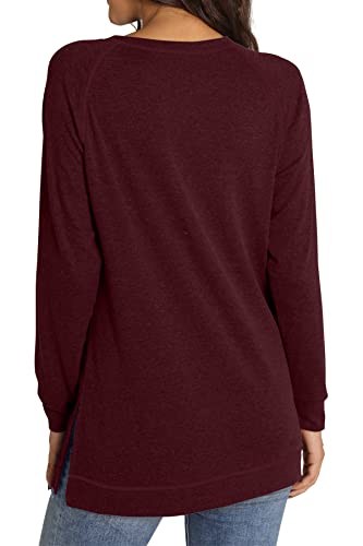 NILOUFO Womens Long Sleeve T Shirts Casual Blouses Trendy Tops Side Split Tunics2