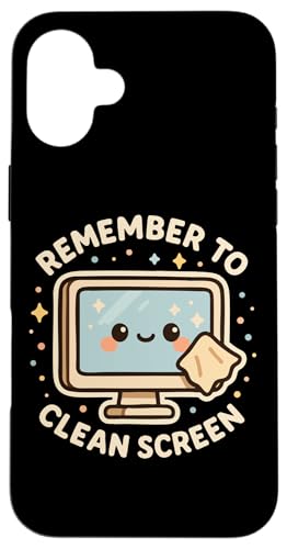 �uRemember to Clean Screen�v�ʔ����Ă��킢�����j�^�[ �X�}�z�P�[�X iPhone 16 Plus �p