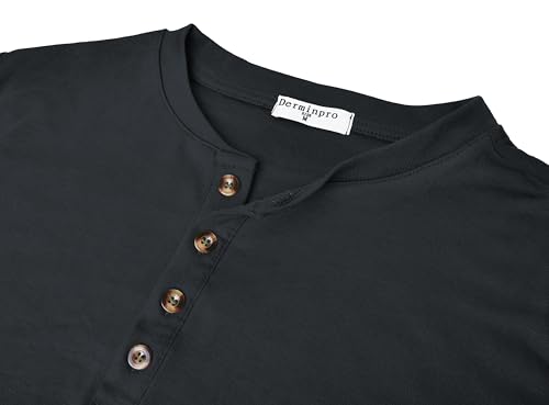 Derminpro Men's Henley Cotton Casual Short/Long Sleeve Lightweight Button T-Shirts4