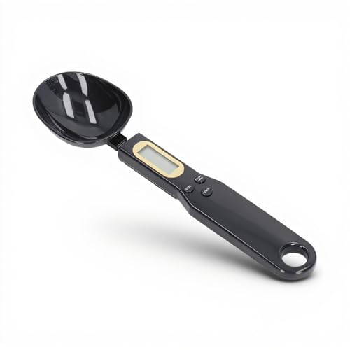 Luqeeg Balance de Cuillère Alimentaire 500g/0.1g, Cuillère de Balance de Cuisine Numérique, Cuillère Doseuse électronique Noire avec écran LCD...