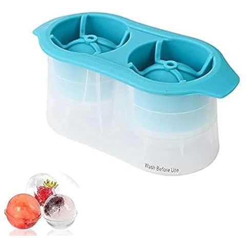 Large Ice Cube Tray for Whiskey,Limque 2.5inch Sphere Ice Molds - Leak-free Round Ice Cube Maker for Cocktails, Iced Coffee, Beverages and More (Blue) Cover