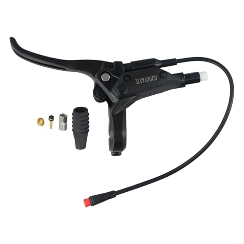 VersaGenius Electronic Brake Lever E-Bike Brake Lever with Power-Off Function Waterproof 2pin Connector Aluminum Alloy Mountain Bike Brake Handle Black,350CM Cable Length(Left 2pin)