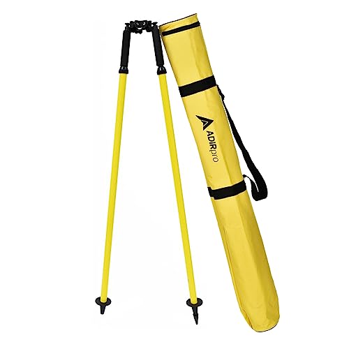 AdirPro Prism Pole Bipod – Aluminum Range Pole Bipod - Monopod for Rover Rod, GPS Bipod, Leveling Staff – GNSS Rod Stand - Survey Equipment for Total Station Surveying (Yellow)