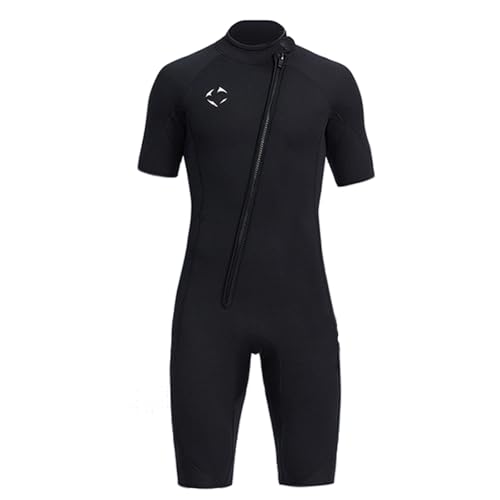 Mens Shorty Wetsuit 3mm Neoprene One Piece Diving Suit Front Zip Wet Suits for Diving Snorkeling Surfing Swimming,XL,Black