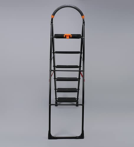 Image of Parasnath Black Diamond Ladder 6 Step Heavy Folding Step Ladder with Wide Step 6.3 FT Ladder Made in India