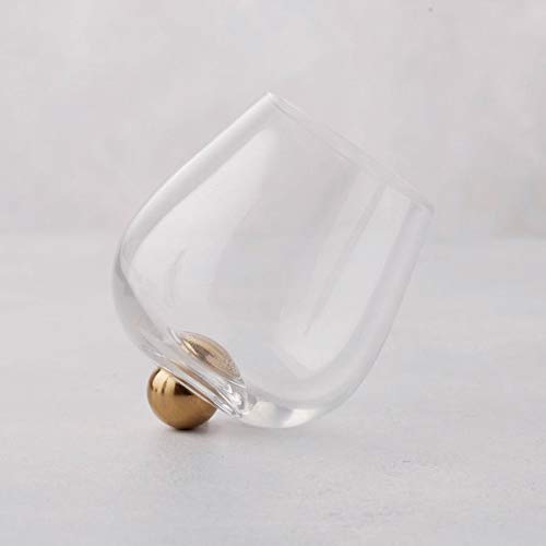 Aura Glass | No Spill Aerating Glass for Wine & Spirits | Made in USA | 14 oz Capacity | Set of 2 (Gold Ball) ... Coasters Sold Separately