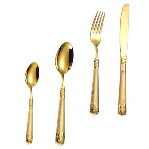 Cabilock 1Set Stainless Steel Food Grade Utensils for Home Dining Forks and Spoons Kit Elegant Dinnerware for Special Occasions and Everyday Use