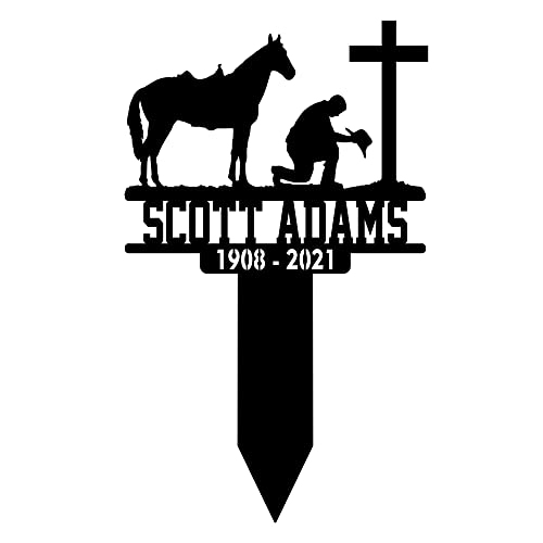 Personalized Grave Marker For Dad, Cowboy Memorial Plaques, Western Cowboy Metal Stake For Outdoor, Texas Cowboy Sympathy Gifts, Cowboy Bereavement Garden Remembrance Spot Sign