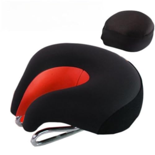 Fiyyugaマウンテンバイクのサドル、厚く、ノーズレスサドル、快適、衝撃吸収、柔らかい、リバウンド、取り外しやすい、自転車のシートクッション (a,クッション+クッションカバー)