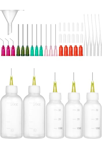 JIBENGAO Glue Applicator Bottle for Crafting & DIY, Precision Tip Squeeze Bottle (14ga–25ga), 30ML & 50ML Refillable (30, 50 ML)