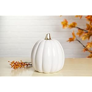 Pearhead White Ceramic Pumpkin, Home Fall Décor, Modern Holiday Home Decor, Trendy Halloween Decorations, White Pearhead White Ceramic Pumpkin Home Fall Decor Modern Holiday Home Decor Trendy Halloween Decorations White