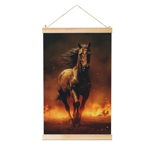 Peinture d'art vintage amusante cheval de flamme toile suspendue