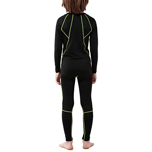 Zando Kids Thermal Underwear Set Fleece Lined Leggings Thermal Underwear For Kids Long Johns For Kids Athletic Base Layer Compression Underwear Shirt Tights Set For Boys And Girls Green Set Large #TOP6