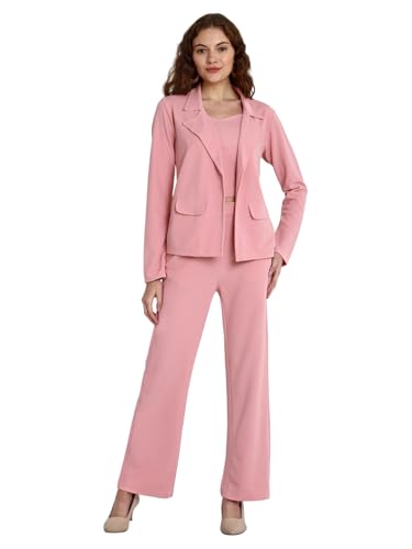 Image of Leriya Fashion Co ord Set for Women Stylish | Lycra Blend Western Blazer Suit 3 Piece Co ord Set | Casual Blazer for Women Stylish Formal Professional Office Wear