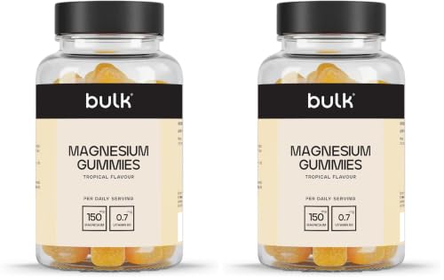 Bulk Gummies au Magnésium,150mg, Tropical, Soutien osseux et énergétique, 60 Gummies (Lot de 2)