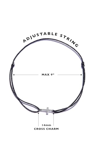 Cross Charm Bracelet - Sideways Cross Charm String Bracelet - Adjustable Christian Jewelry w/Stoppers - Christian Bracelet - Catholic Gifts - Religious Bracelets for Family & Friends4