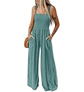 Dokotoo Women's Casual Loose Overalls Jumpsuits One Piece Sleeveless Wide Leg Long Pant Rompers W...