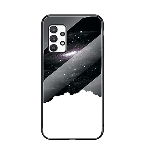 Huzhide Samsung Galaxy A73 5G Case, Pretty Starry Sky Pattern Design Tempered Glass Back Case Bulletproof Shockproof Slim Silicone Bumper Protective Phone Cover for Samsung A73 5G, Cosmic Starry Sky
