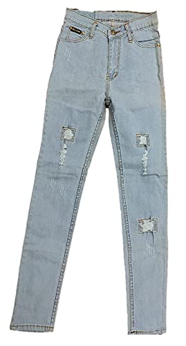 happening Women Slim Fit-Rugged Jeans-High Waist-Light Blue-Waist Size 24
