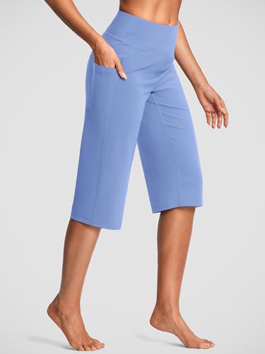 Image of ISEEGZ 15 inch / 18 inch / 21 inch / 25 inch Capri Pants for Women High Waist with Pockets Women's Capris Workout Yoga Pants Loose Straight Leg
